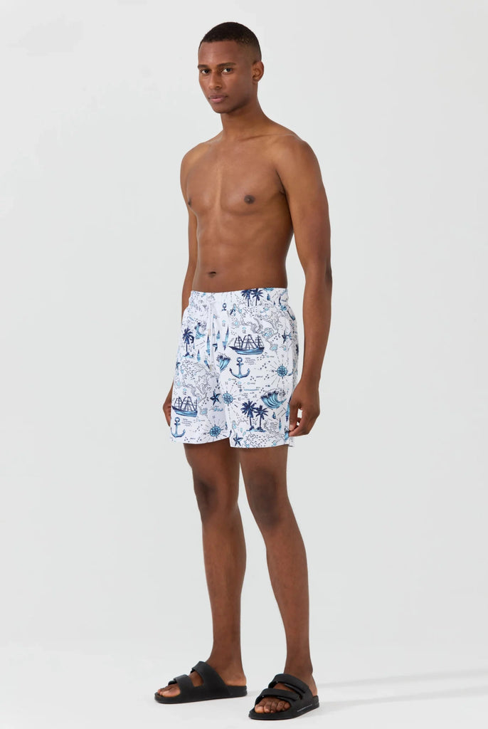 Marco Frank - Lucas: Short de Bain à Imprimé Nautique, Séchage Rapide