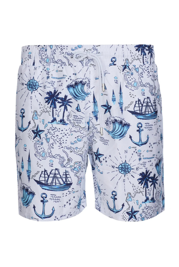 Marco Frank - Lucas: Short de Bain à Imprimé Nautique, Séchage Rapide