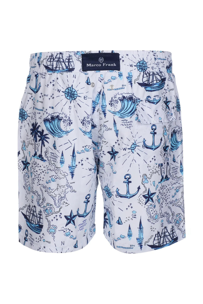 Marco Frank - Lucas: Short de Bain à Imprimé Nautique, Séchage Rapide