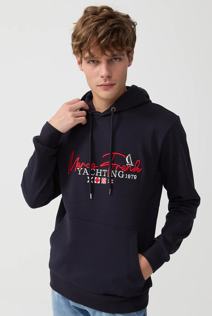 Matisse: Sweat Capuche Avec Drapeau Style Nautique Brodé - Marco Frank