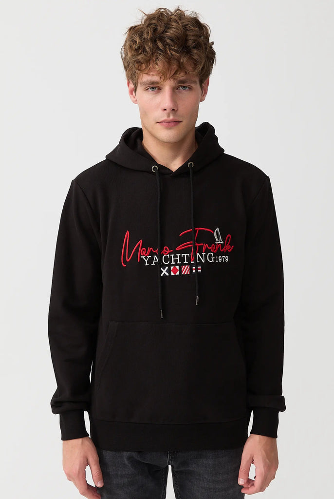 Matisse: Sweat Capuche Avec Drapeau Style Nautique Brodé - Marco Frank