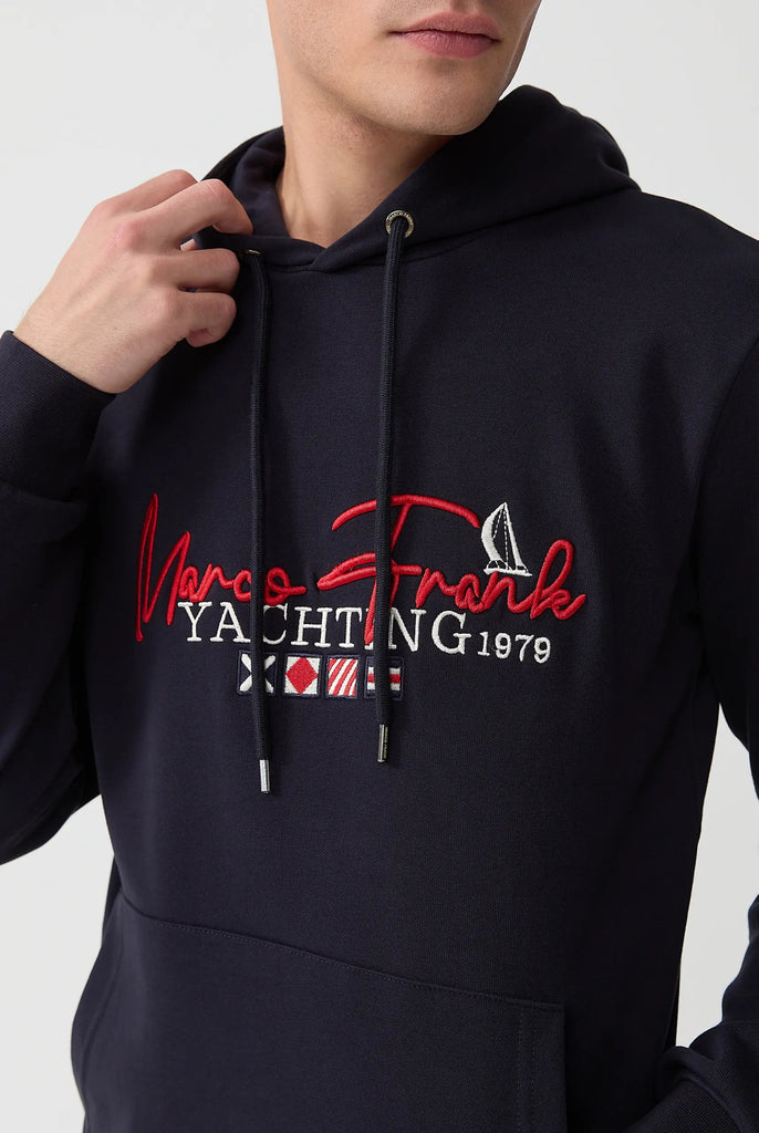 Matisse: Sweat Capuche Avec Drapeau Style Nautique Brodé - Marco Frank