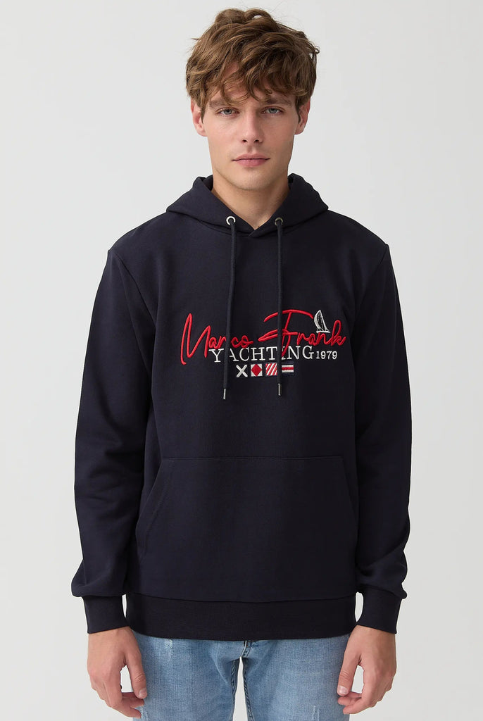 Matisse: Sweat Capuche Avec Drapeau Style Nautique Brodé - Marco Frank