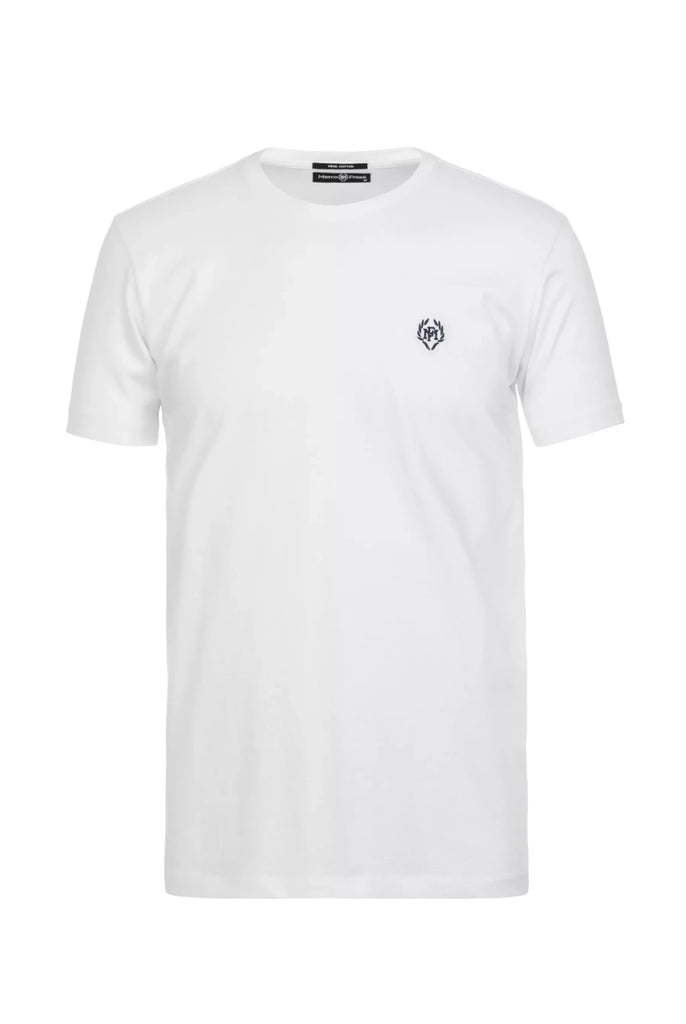 Marco Frank - Marco: T-shirt Avec Logo Couronne Brodé - Blanc