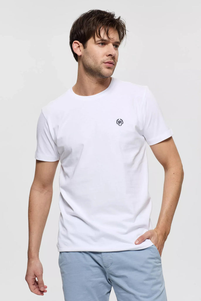 Marco Frank - Marco: T-shirt Avec Logo Couronne Brodé - Blanc