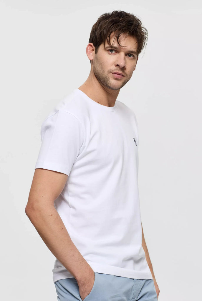 Marco Frank - Marco: T-shirt Avec Logo Couronne Brodé - Blanc