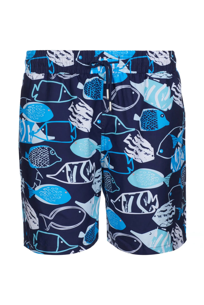 Porter: Short de Bain à Imprimé Poisson, Séchage Rapide - Marco Frank