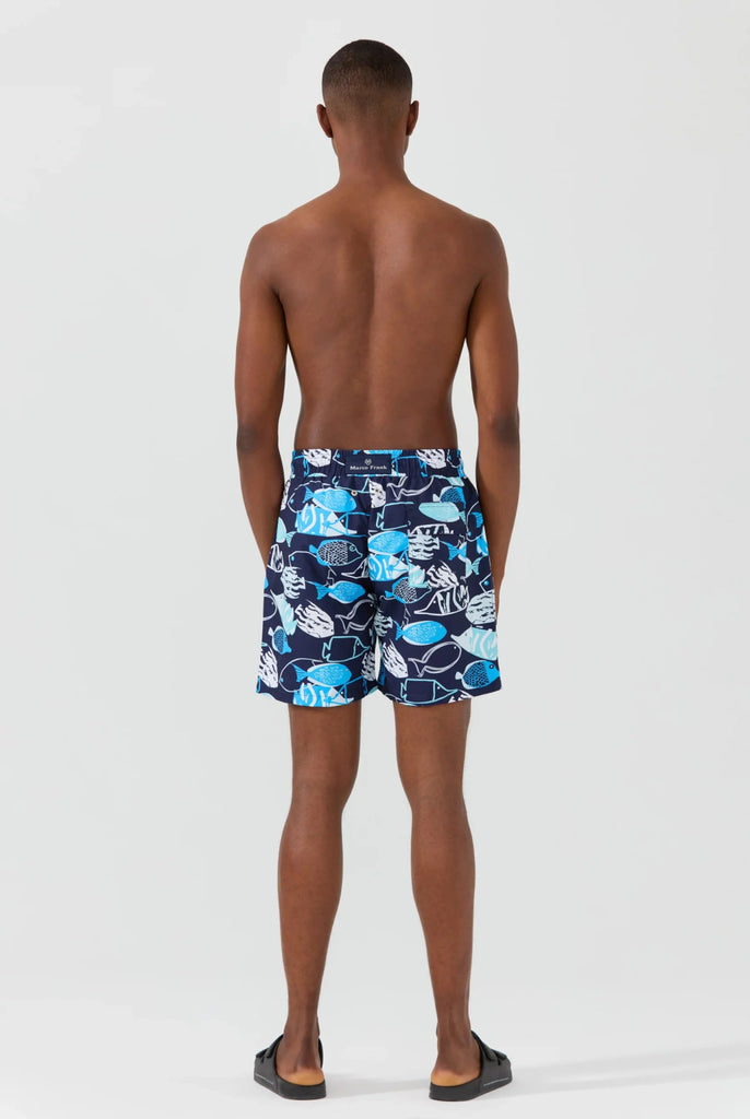 Porter: Short de Bain à Imprimé Poisson, Séchage Rapide - Marco Frank