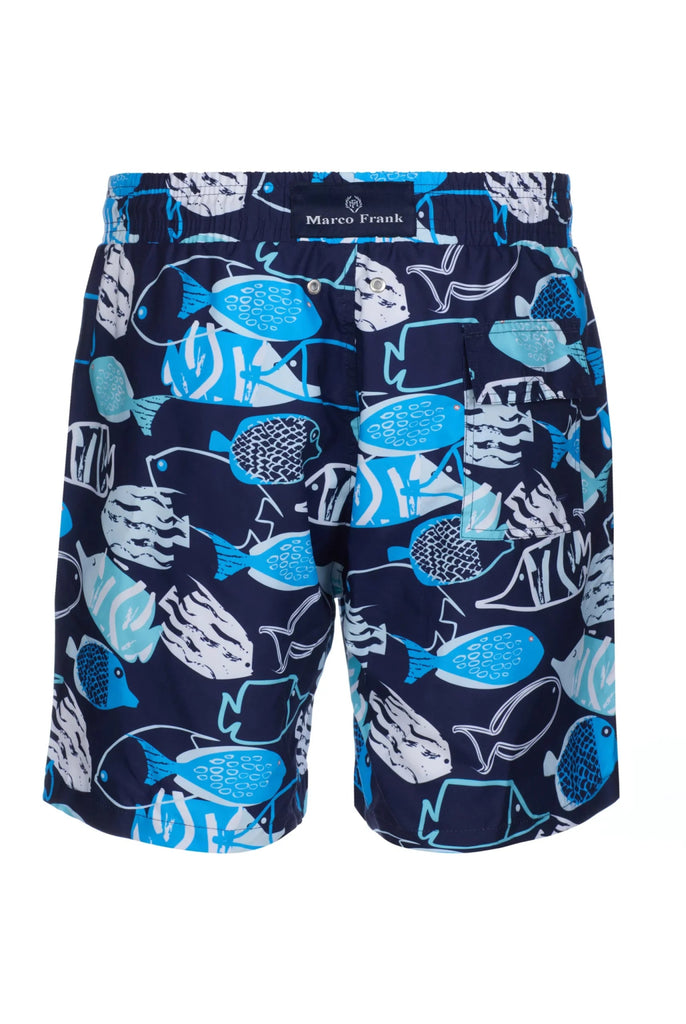 Porter: Short de Bain à Imprimé Poisson, Séchage Rapide - Marco Frank