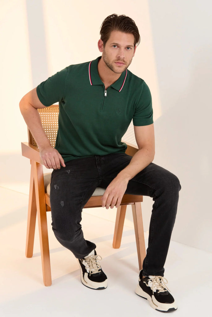 Thibault: Pull Polo Col Rayé - Marco Frank