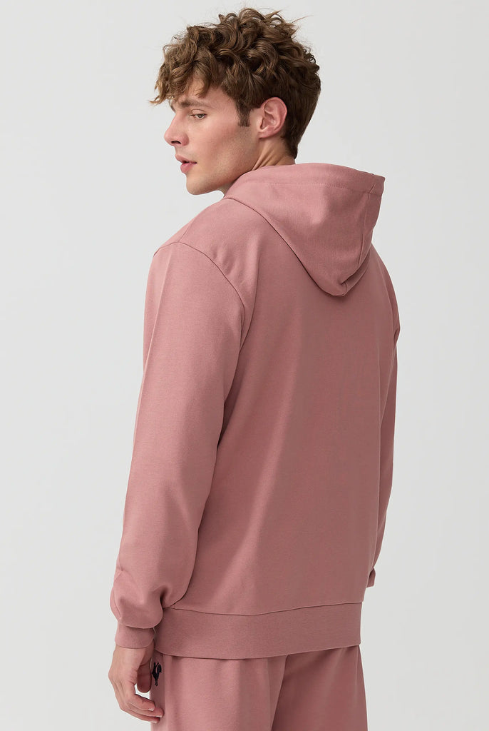 Marco Frank - Ducasse: Sweat Zippé à Capuche Avec Logo de Coq Emblématique Brodé - Rose