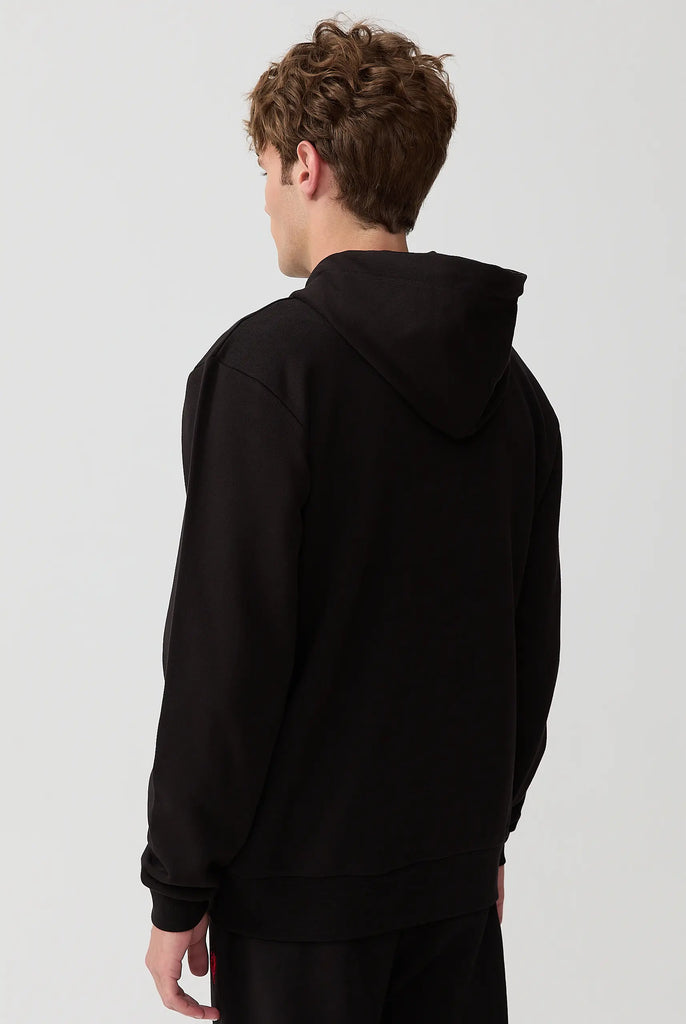 Marco Frank - Ducasse: Sweat Zippé à Capuche Avec Logo de Coq Emblématique Brodé - Noir