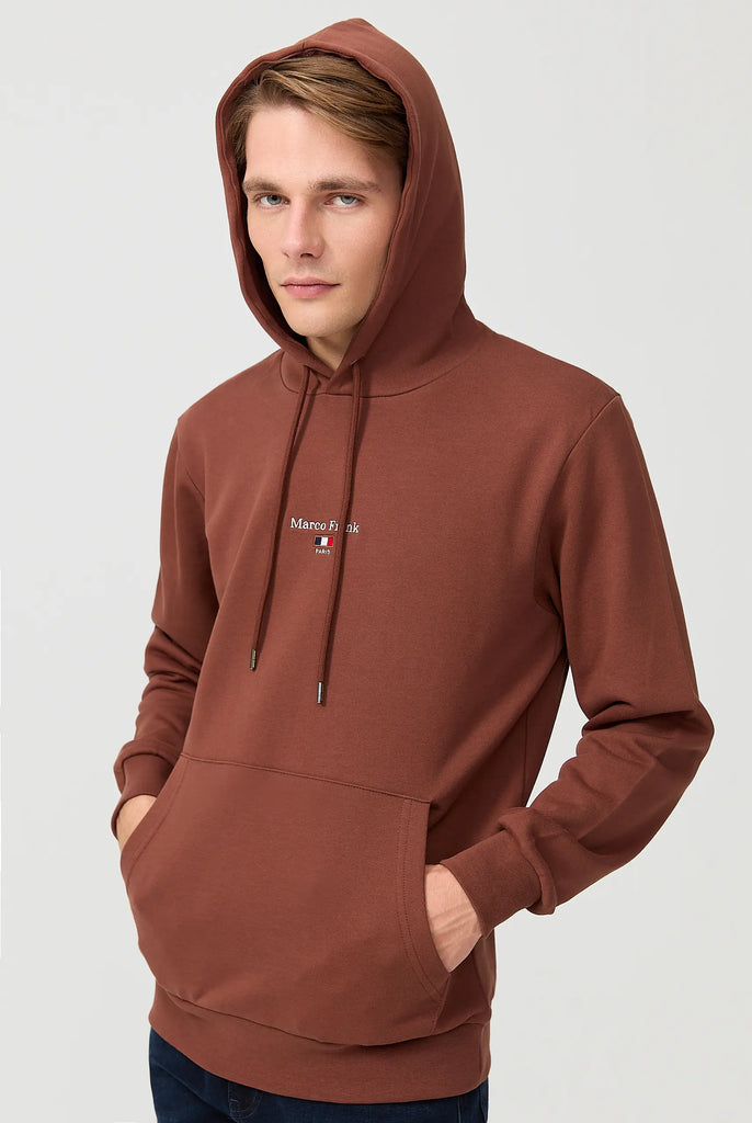 Marco Frank - Cartier Sweat Capuche Avec Logo Drapeau Brodé - Brun