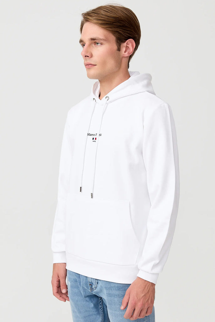 Marco Frank - Cartier Sweat Capuche Avec Logo Drapeau Brodé - Blanc