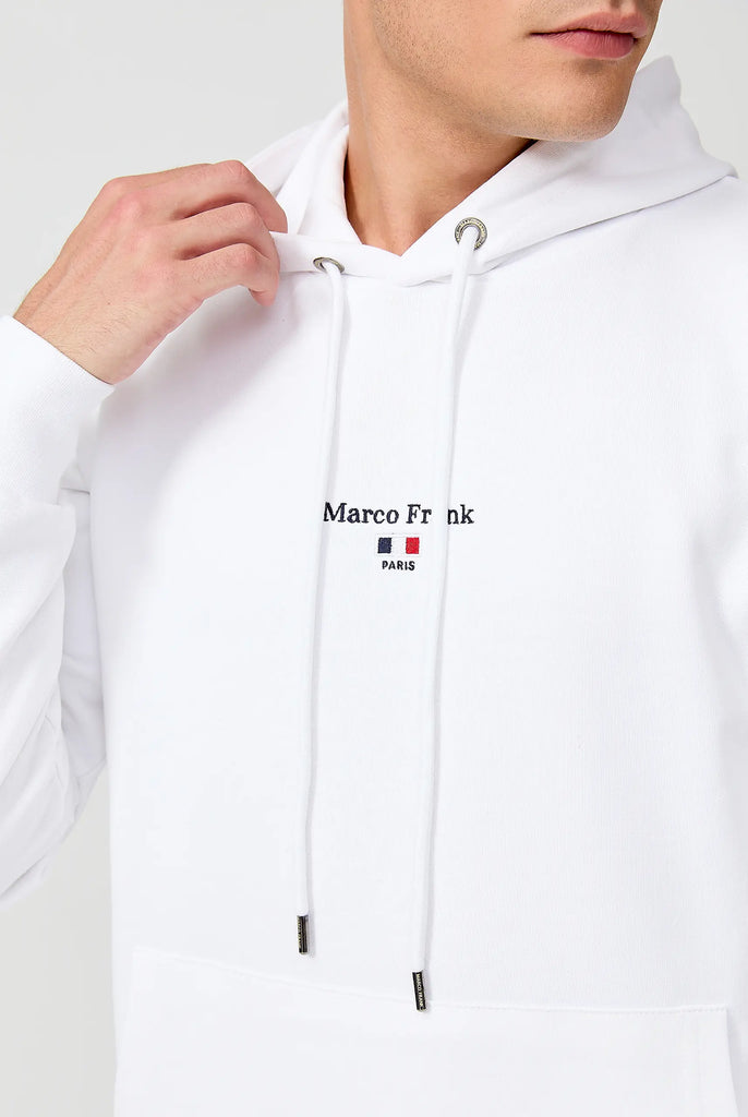 Marco Frank - Cartier Sweat Capuche Avec Logo Drapeau Brodé - Blanc