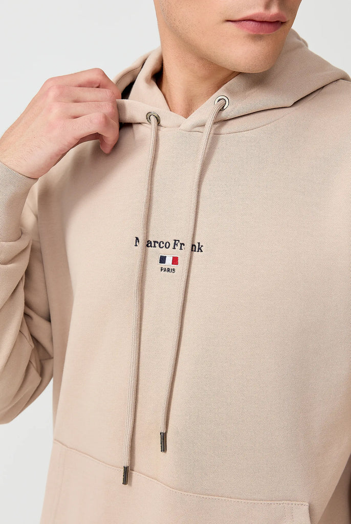 Marco Frank - Cartier Sweat Capuche Avec Logo Drapeau Brodé - Beige