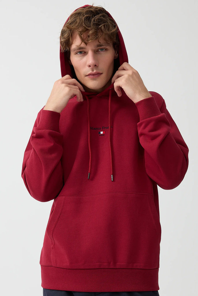 Marco Frank - Cartier Sweat Capuche Avec Logo Drapeau Brodé - Rouge