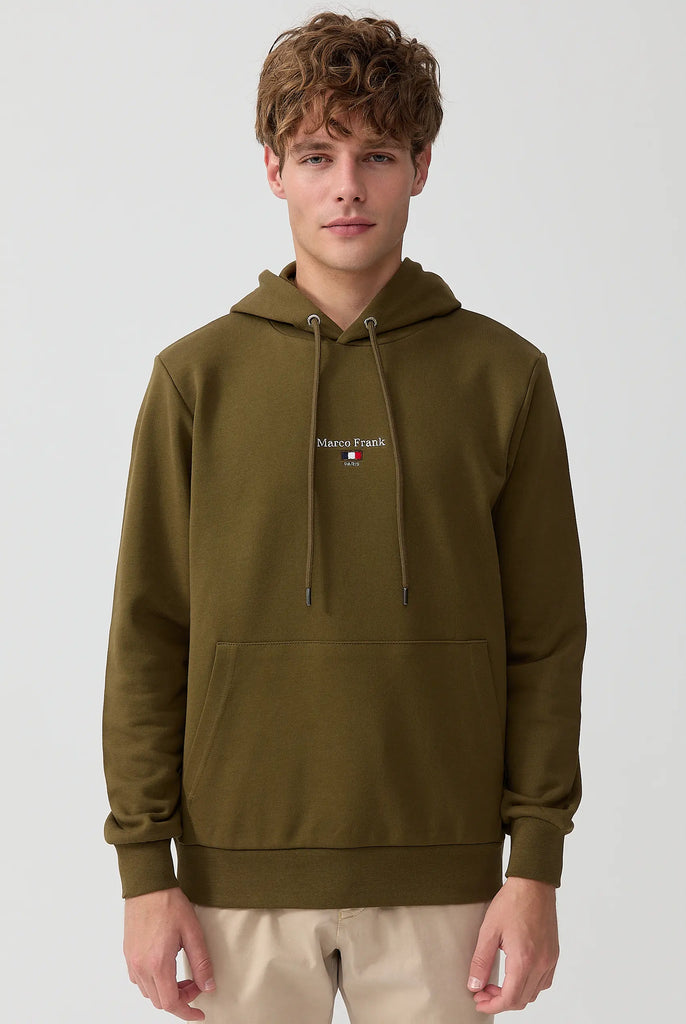 Marco Frank - Cartier Sweat Capuche Avec Logo Drapeau Brodé - Kaki