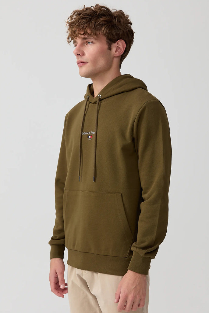 Marco Frank - Cartier Sweat Capuche Avec Logo Drapeau Brodé - Kaki