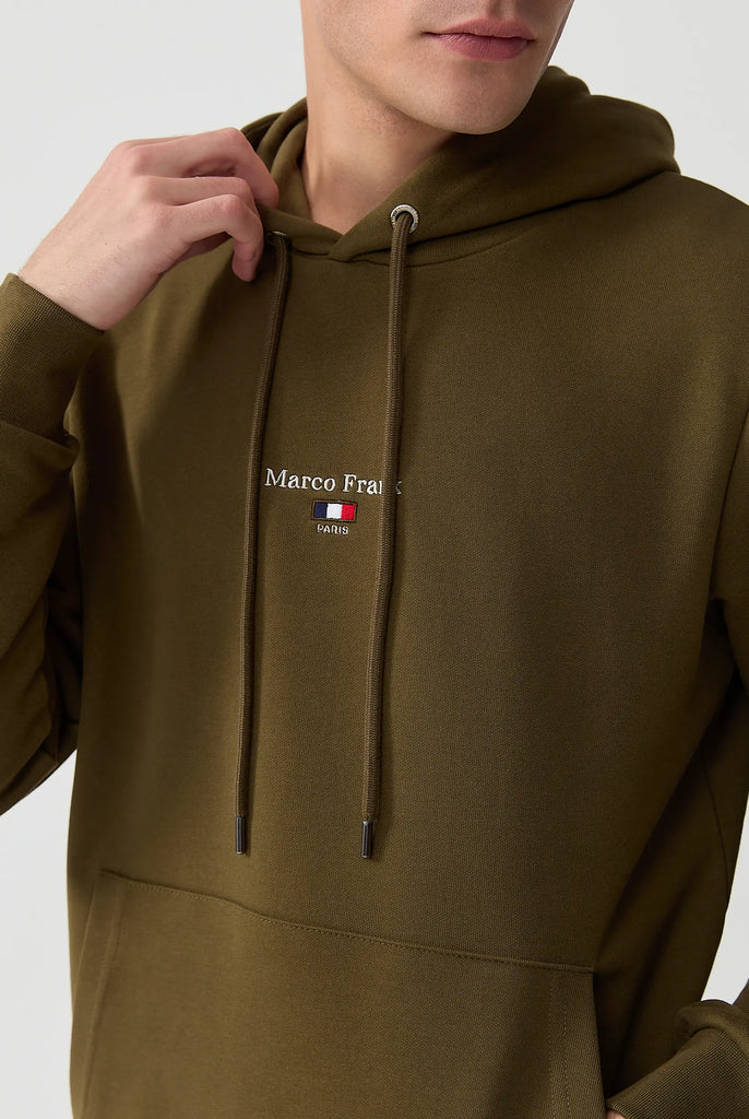 Marco Frank - Cartier Sweat Capuche Avec Logo Drapeau Brodé - Kaki