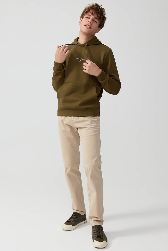 Marco Frank - Cartier Sweat Capuche Avec Logo Drapeau Brodé - Kaki