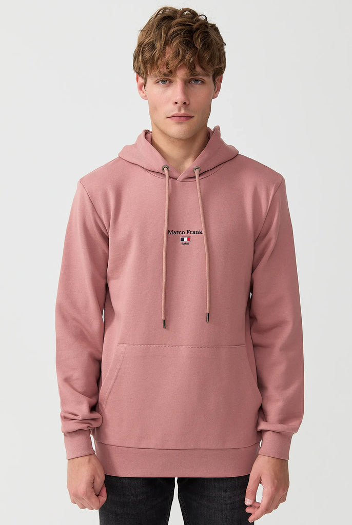 Marco Frank - Cartier Sweat Capuche Avec Logo Drapeau Brodé - Rose