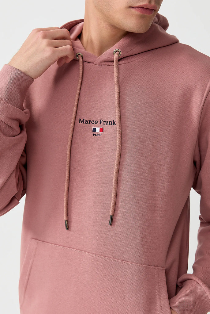 Marco Frank - Cartier Sweat Capuche Avec Logo Drapeau Brodé - Rose