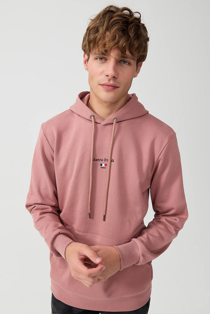 Marco Frank - Cartier Sweat Capuche Avec Logo Drapeau Brodé - Rose