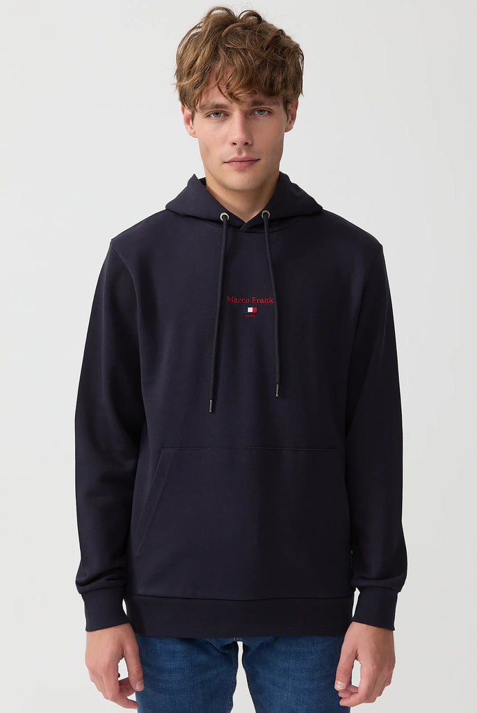 Marco Frank - Cartier Sweat Capuche Avec Logo Drapeau Brodé - Bleu Marine