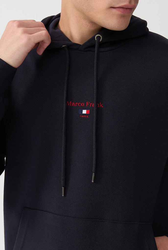 Marco Frank - Cartier Sweat Capuche Avec Logo Drapeau Brodé - Bleu Marine