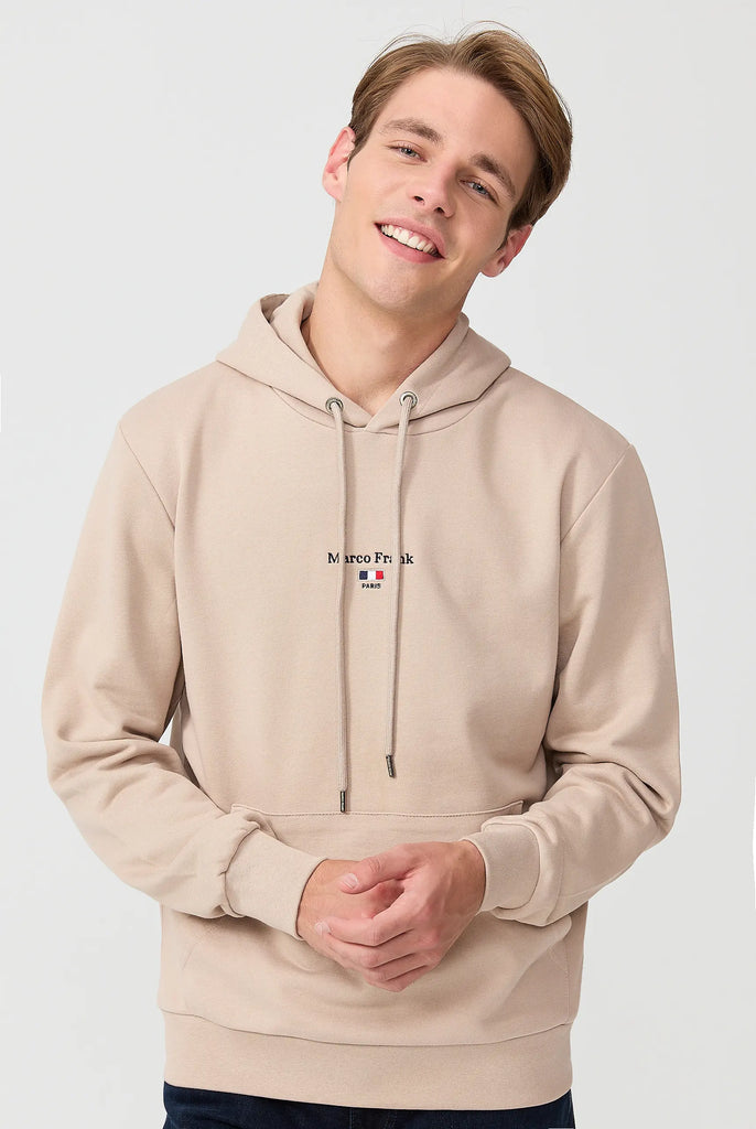 Marco Frank - Cartier Sweat Capuche Avec Logo Drapeau Brodé - Beige