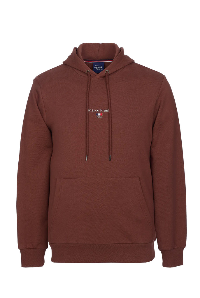 Marco Frank - Cartier Sweat Capuche Avec Logo Drapeau Brodé - Brun