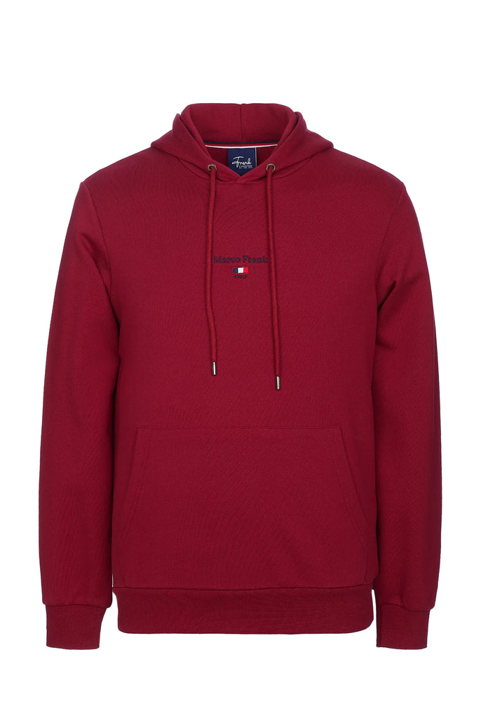 Marco Frank - Cartier Sweat Capuche Avec Logo Drapeau Brodé - Rouge
