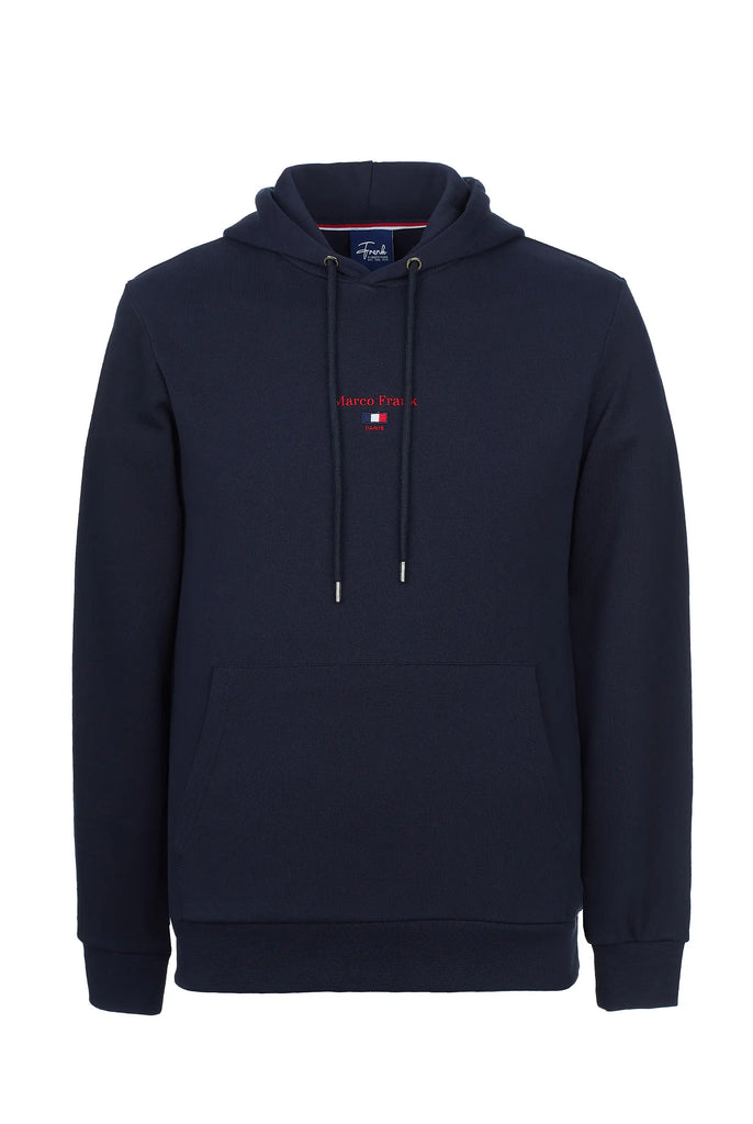 Marco Frank - Cartier Sweat Capuche Avec Logo Drapeau Brodé - Bleu Marine