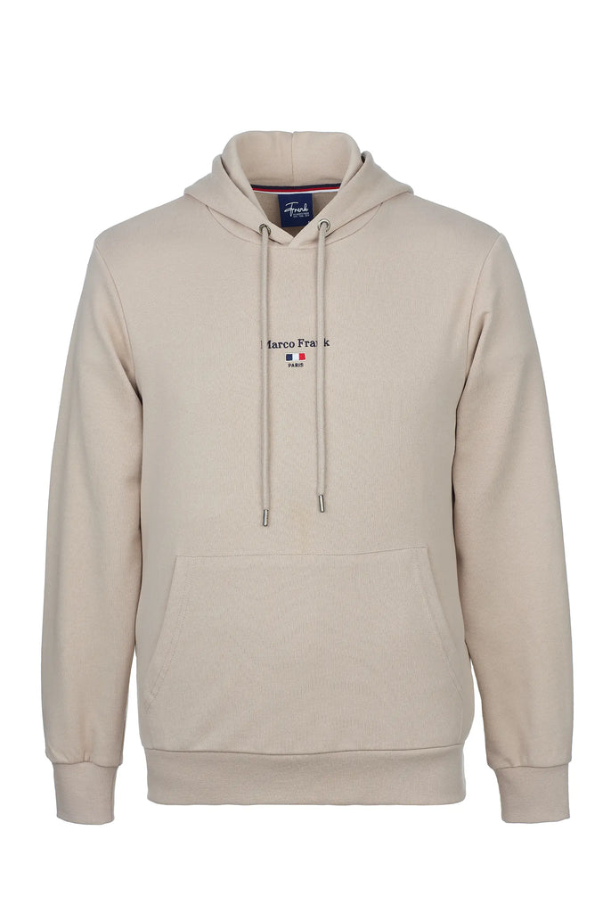 Marco Frank - Cartier Sweat Capuche Avec Logo Drapeau Brodé - Beige