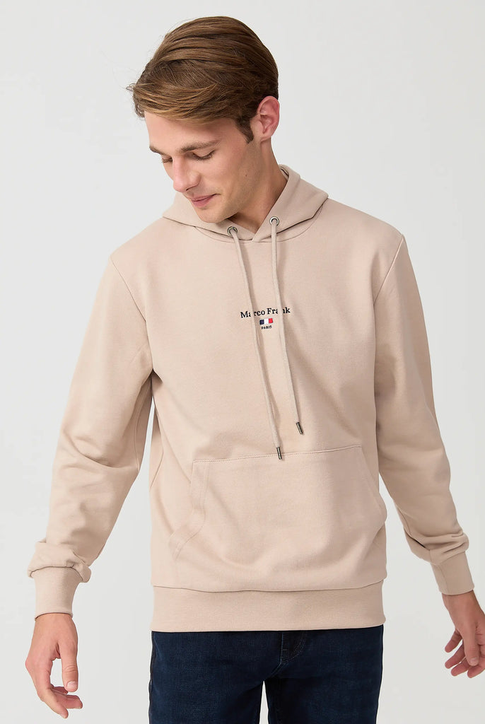 Marco Frank - Cartier Sweat Capuche Avec Logo Drapeau Brodé - Beige