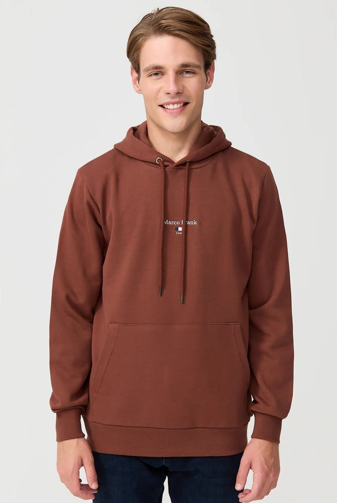 Marco Frank - Cartier Sweat Capuche Avec Logo Drapeau Brodé - Brun
