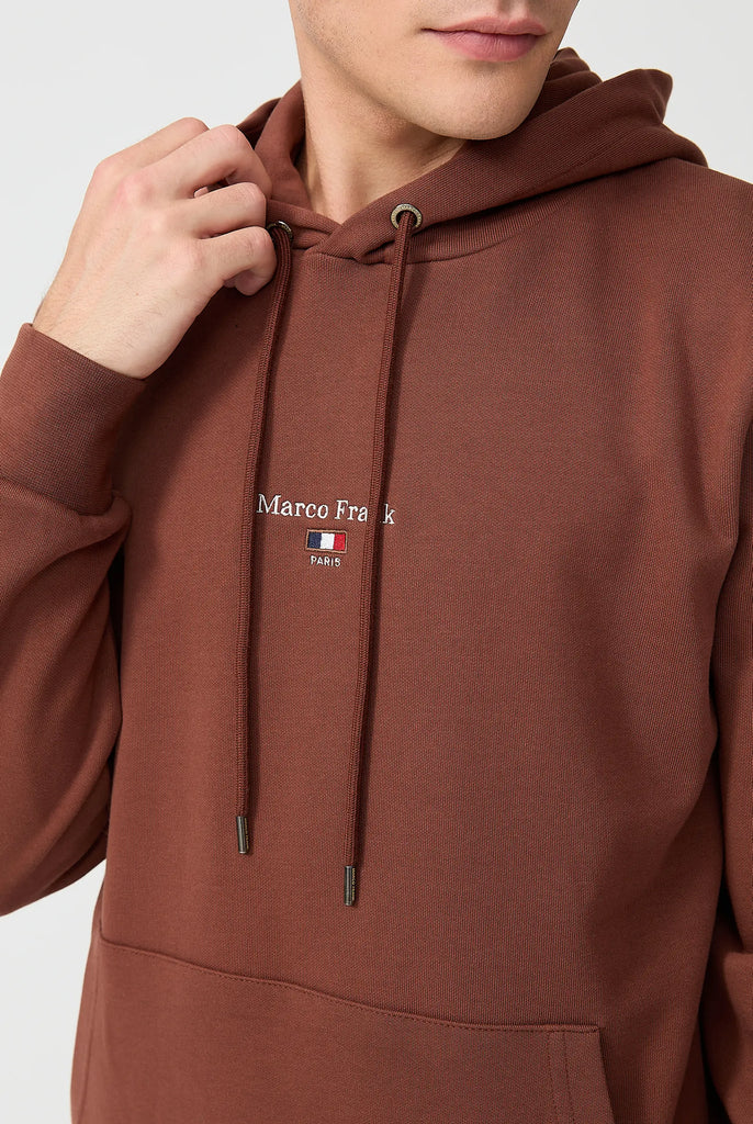 Marco Frank - Cartier Sweat Capuche Avec Logo Drapeau Brodé - Brun