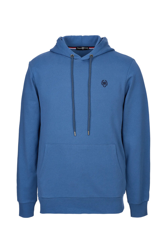 Marco Frank - Charles: Sweat Capuche Avec Logo Emblématique - Indigo