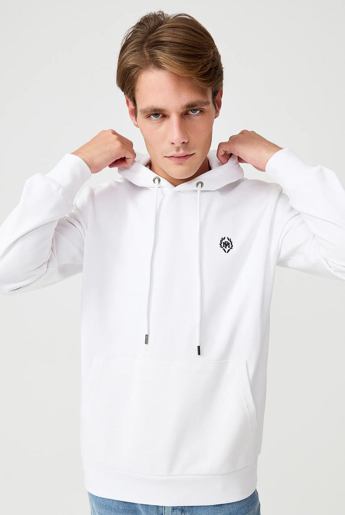 Marco Frank - Charles: Sweat Capuche Avec Logo Emblématique - Blanc