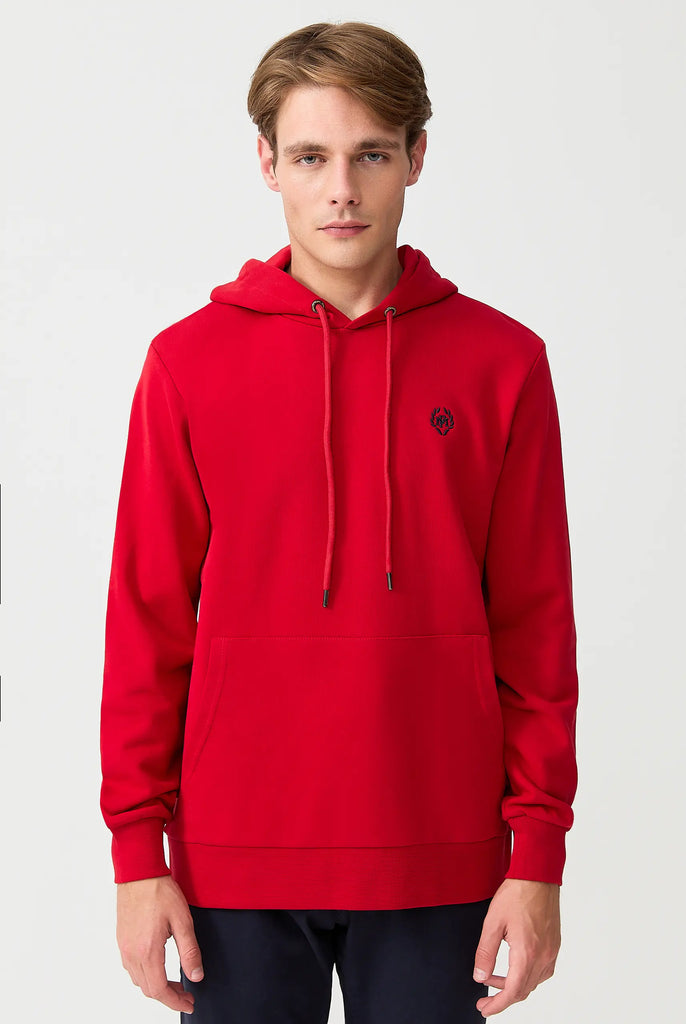 Marco Frank - Charles: Sweat Capuche Avec Logo Emblématique - Rouge