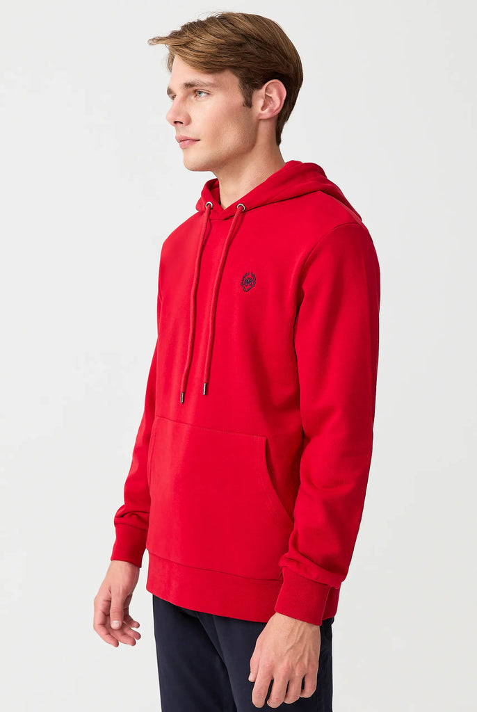 Marco Frank - Charles: Sweat Capuche Avec Logo Emblématique - Rouge