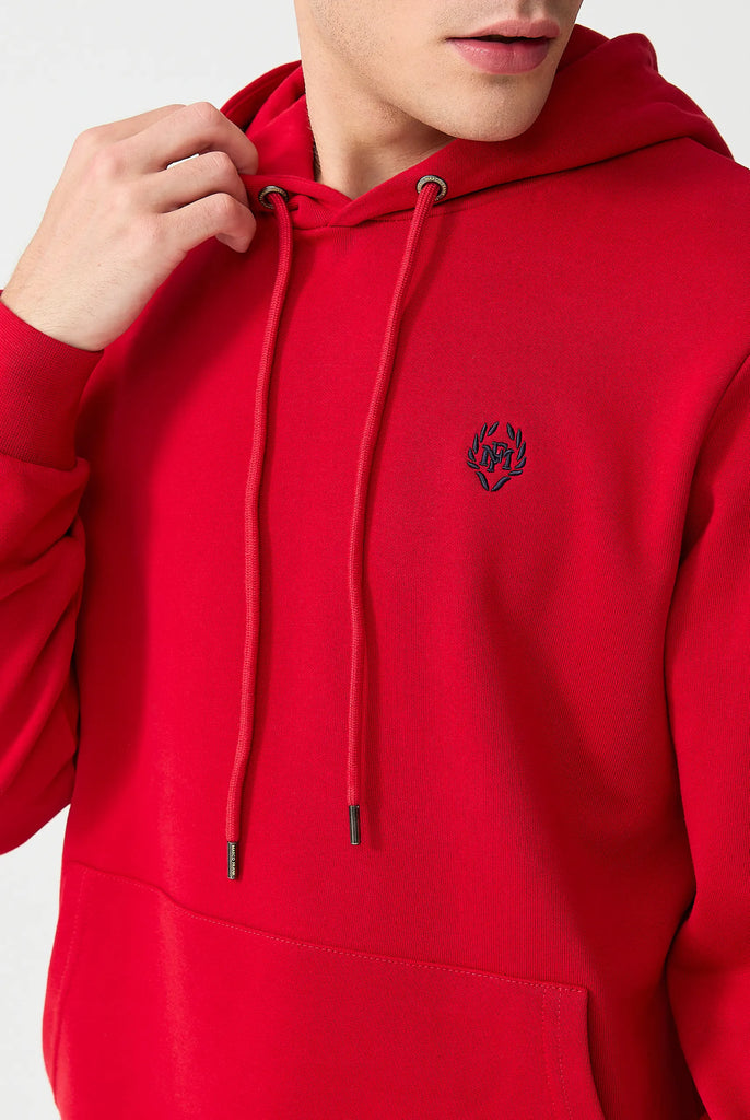 Marco Frank - Charles: Sweat Capuche Avec Logo Emblématique - Rouge