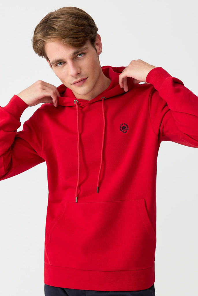 Marco Frank - Charles: Sweat Capuche Avec Logo Emblématique - Rouge