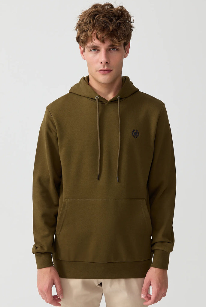 Marco Frank - Charles: Sweat Capuche Avec Logo Emblématique - Kaki