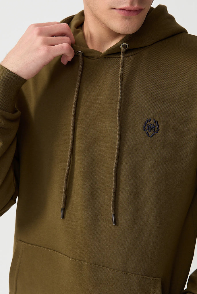 Marco Frank - Charles: Sweat Capuche Avec Logo Emblématique - Kaki