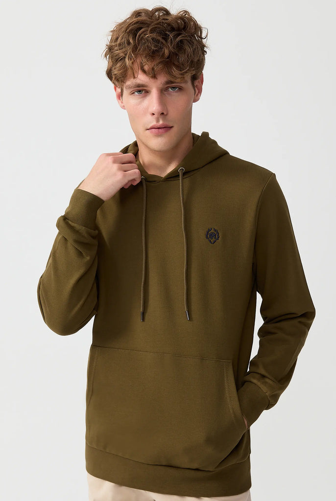 Marco Frank - Charles: Sweat Capuche Avec Logo Emblématique - Kaki