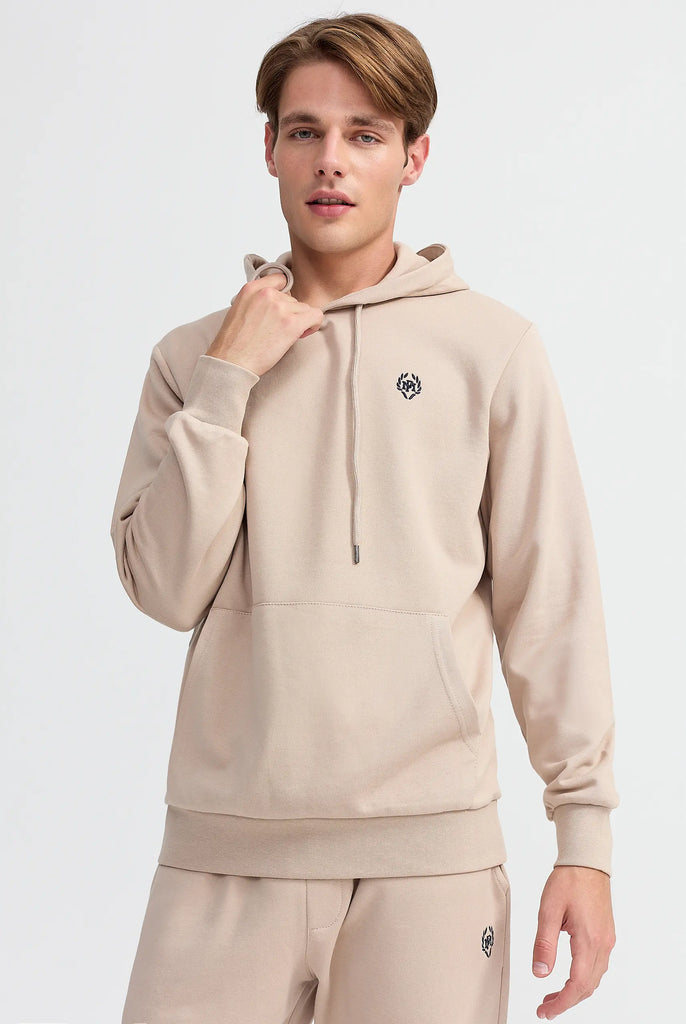 Marco Frank - Charles: Sweat Capuche Avec Logo Emblématique - Beige