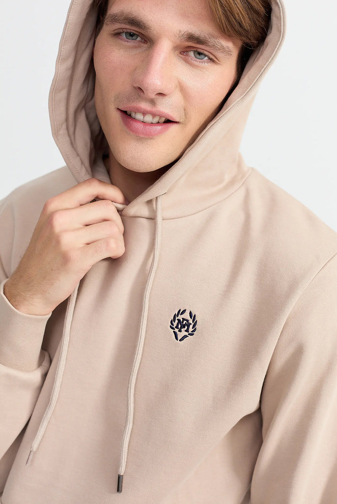 Marco Frank - Charles: Sweat Capuche Avec Logo Emblématique - Beige