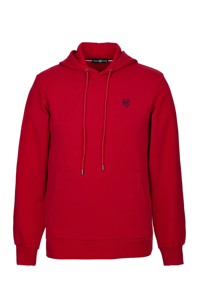 Marco Frank - Charles: Sweat Capuche Avec Logo Emblématique - Rouge